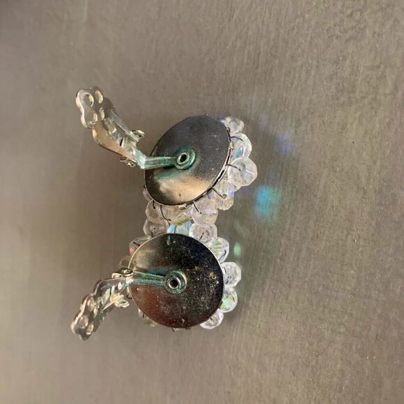 Rainbow AB Crystal Screwback earrings, in Silver, Unmarked - Picture 3 of 3